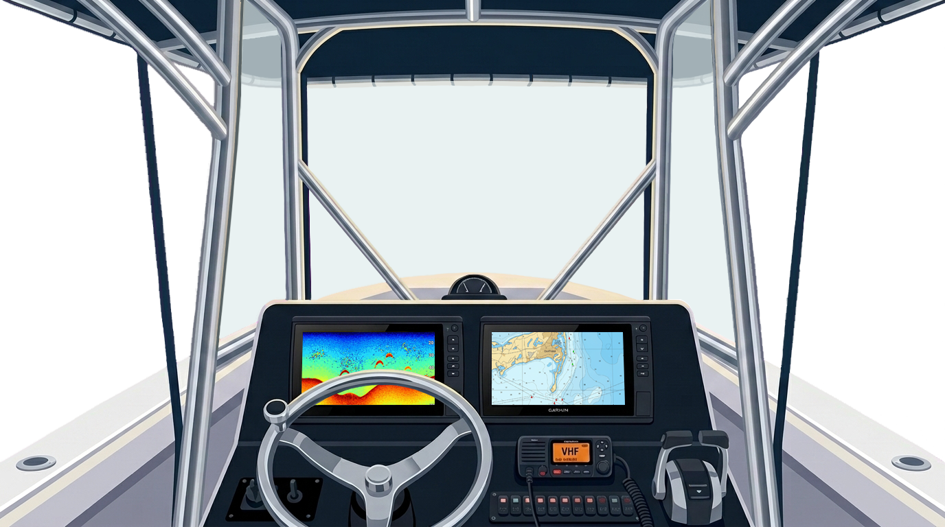 View from the helm of our SeaVee 260B